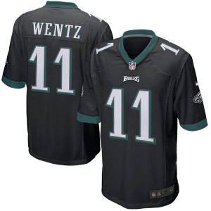 Hommes Philadelphia Eagles Carson Wentz Nike Noir Jeu maillots