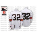 Mitchell And Ness Cleveland Browns &32 Jim Brown White Authentic Throwback NFL Jersey