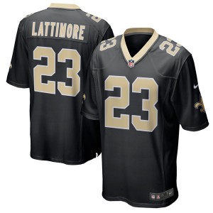 Hommes New Orleans Saints Marshon Lattimore Nike Noir Jeu maillots