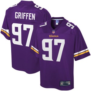 Hommes Minnesota Vikings Everson Griffen NFL Pour ligne Violet Grand # Grand Joueur maillot