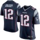 New England Patriots Tom Brady Nike bleu marine/argent jeu maillots masculine