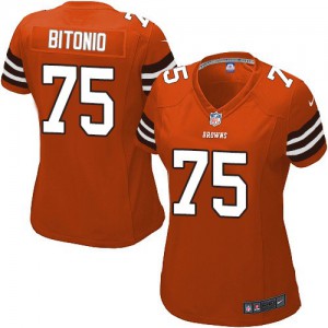 Femmes Nike Cleveland Browns # 75 Joel Bitonio Élite Orange alternent NFL Maillot Magasin