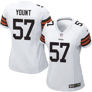 Femmes Nike Cleveland Browns # 57 Christian Yount Élite blanc NFL Maillot Magasin