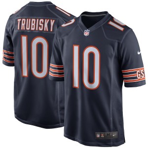 Hommes Chicago Bears Mitchell Trubisky maillot de jeu Nike Navy