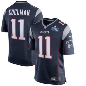 Hommes de la Nouvelle-Angleterre Patriots Julian Edelman Nike Navy Super Bowl LIII liÃ© maillots de jeu