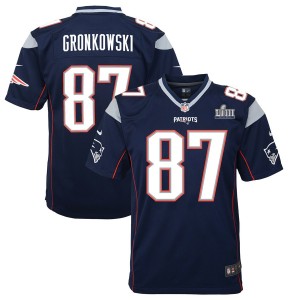 Enfants New England Patriots Rob Gronkowski Nike marine Super Bowl LIII lié maillot de jeu