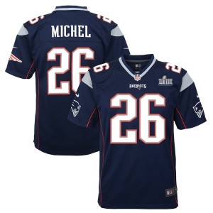 Enfants New England Patriots Sony Michel Nike marine Super Bowl LIII lié maillot de jeu
