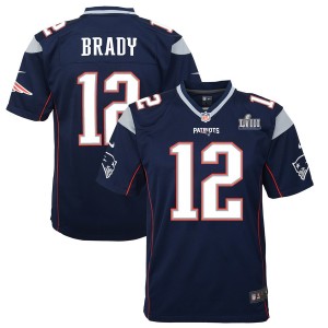 Enfants New England Patriots Tom Brady Nike marine Super Bowl LIII lié maillot de jeu
