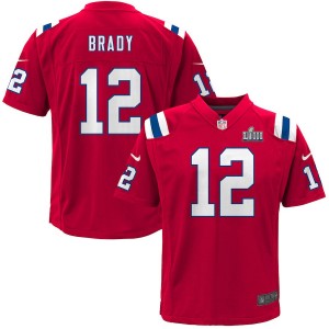 Enfants New England Patriots Tom Brady Nike rouge Super Bowl LIII lié maillot de jeu