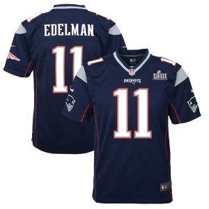 Enfants New England Patriots Julian Edelman Nike marine Super Bowl LIII lié maillot de jeu Enfants New England Patriots Julian Edelman Nike marine Super Bowl LIII lié maillot de jeu