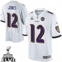 Youth Nike Baltimore Ravens &12 Jacoby Jones Elite White Super Bowl XLVII NFL Jersey