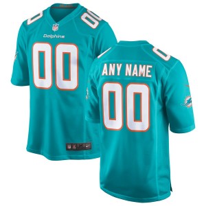 Hommes Miami Dolphins Nike Aqua 2018 maillot de jeu personnalisé