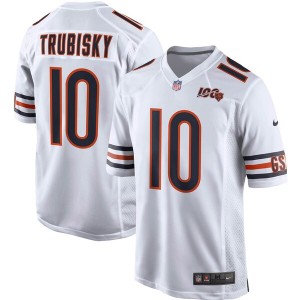 Hommes Chicago Bears Mitchell Trubisky Nike blanc 100e maillot de jeu saison