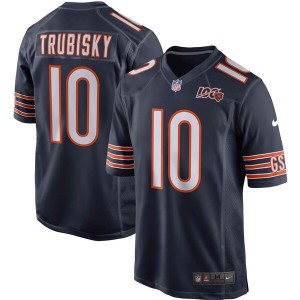 Hommes Chicago Bears Mitchell Trubisky Nike Navy 100e saison maillot de jeu