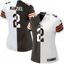 Women Nike Cleveland Browns &2 Johnny Manziel Elite Team/Road Two Tone NFL Jersey