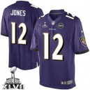 Youth Nike Baltimore Ravens &12 Jacoby Jones Elite Purple Team Color Super Bowl XLVII NFL Jersey