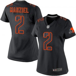 Femmes Nike Cleveland Browns # 2 Johnny Manziel Élite Noir Impact NFL Maillot Magasin