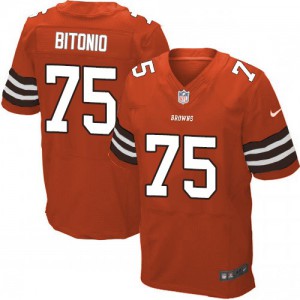 Hommes Nike Cleveland Browns # 75 Joel Bitonio Élite Orange alternent NFL Maillot Magasin