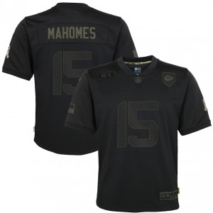 Maillot de jeu Patrick Mahomes Kansas City Chiefs Nike Enfants 2020 Salute to Service - Noir