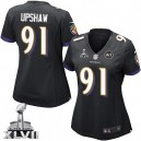 Women Nike Baltimore Ravens &91 Courtney Upshaw Elite Black Alternate Super Bowl XLVII NFL Jersey