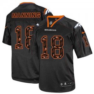 Hommes Nike Denver Broncos # 18 Peyton Manning élite nouveau Lights Out noir NFL Maillot Magasin