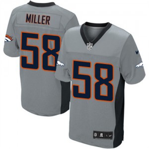 Hommes Nike Denver Broncos # 58 Von Miller élite gris ombre NFL Maillot Magasin