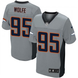 Hommes Nike Denver Broncos # 95 Derek Wolfe élite gris ombre NFL Maillot Magasin