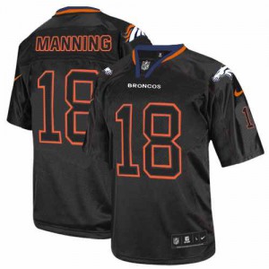 Hommes Nike Denver Broncos # 18 Peyton Manning élite Lights Out noir NFL Maillot Magasin