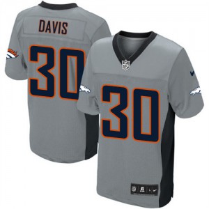 Hommes Nike Denver Broncos # 30 Terrell Davis élite gris ombre NFL Maillot Magasin