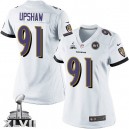 Women Nike Baltimore Ravens &91 Courtney Upshaw Elite White Super Bowl XLVII NFL Jersey