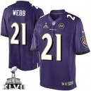 Youth Nike Baltimore Ravens &21 Lardarius Webb Elite Purple Team Color Super Bowl XLVII NFL Jersey