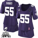 Women Nike Baltimore Ravens &55 Terrell Suggs Elite Purple Breast Cancer Awareness Super Bowl XLVII NFL Jersey