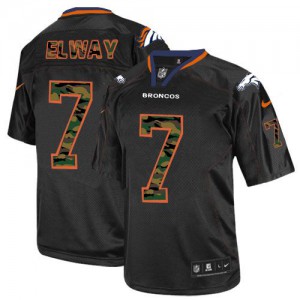 Hommes Nike Denver Broncos # 7 John Elway Élite noire Camo Fashion NFL Maillot Magasin