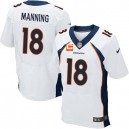 Men Nike Denver Broncos &18 Peyton Manning Elite White C Patch NFL Jersey