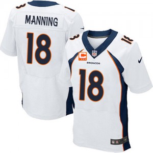 Hommes Nike Denver Broncos # 18 Peyton Manning Ã©lite blanc C Patch NFL Maillot Magasin