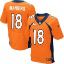 Men Nike Denver Broncos &18 Peyton Manning Elite Orange Team Color C Patch NFL Jersey