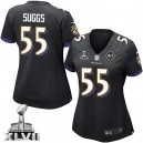 Women Nike Baltimore Ravens &55 Terrell Suggs Elite Black Alternate Super Bowl XLVII NFL Jersey