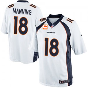 Jeunesse Nike Denver Broncos # 18 Peyton Manning Élite blanc C Patch NFL Maillot Magasin