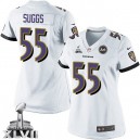 Women Nike Baltimore Ravens &55 Terrell Suggs Elite White Super Bowl XLVII NFL Jersey