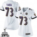 Women Nike Baltimore Ravens &73 Marshal Yanda Elite White Super Bowl XLVII NFL Jersey