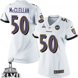 Femmes Nike Baltimore Ravens # 50 Albert McClellan Élite blanc Super Bowl XLVII NFL Maillot Magasin