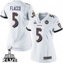 Women Nike Baltimore Ravens &5 Joe Flacco Elite White Super Bowl XLVII NFL Jersey