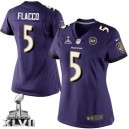 Women Nike Baltimore Ravens &5 Joe Flacco Elite Purple Team Color Super Bowl XLVII NFL Jersey