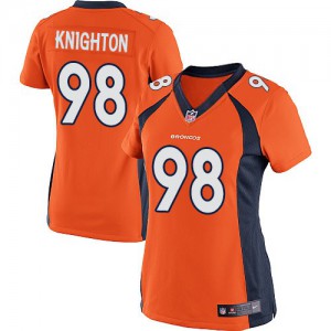 Femmes Nike Denver Broncos # 98 Terrance Knighton Élite Orange couleur NFL maillot de Team