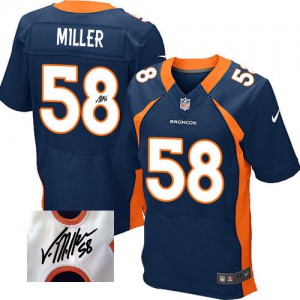 Hommes Nike Denver Broncos # 58 Von Miller bleu marine remplaçant Élite dédicacé NFL Maillot Magasin