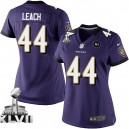 Women Nike Baltimore Ravens &44 Vonta Leach Elite Purple Team Color Super Bowl XLVII NFL Jersey