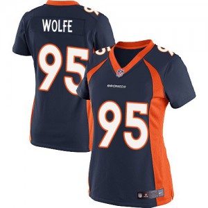 Femmes Nike Denver Broncos # 95 Derek Wolfe élite Navy bleu alternent NFL Maillot Magasin