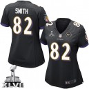 Women Nike Baltimore Ravens &82 Torrey Smith Elite Black Alternate Super Bowl XLVII NFL Jersey