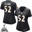 Women Nike Baltimore Ravens &52 Ray Lewis Elite Black Alternate Super Bowl XLVII NFL Jersey