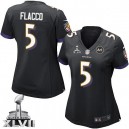 Women Nike Baltimore Ravens &5 Joe Flacco Elite Black Alternate Super Bowl XLVII NFL Jersey